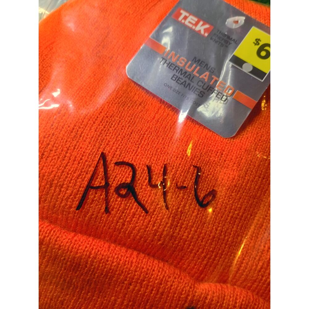 Vibrant Orange T.E.K. Insulated Beanie - Warm Winter Hat - Picture 5 of 5